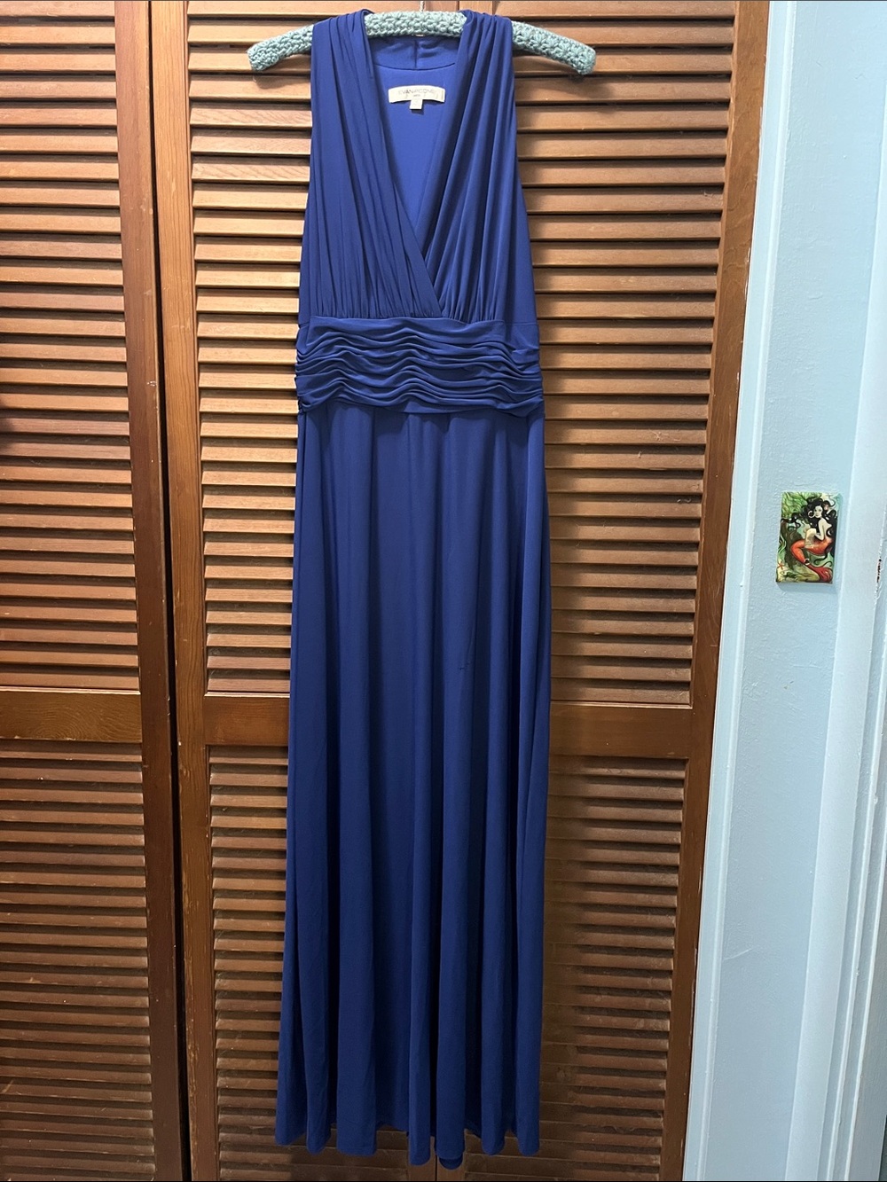 Evan Picone Deep Blue Sleeveless V-Neck Maxi Dress